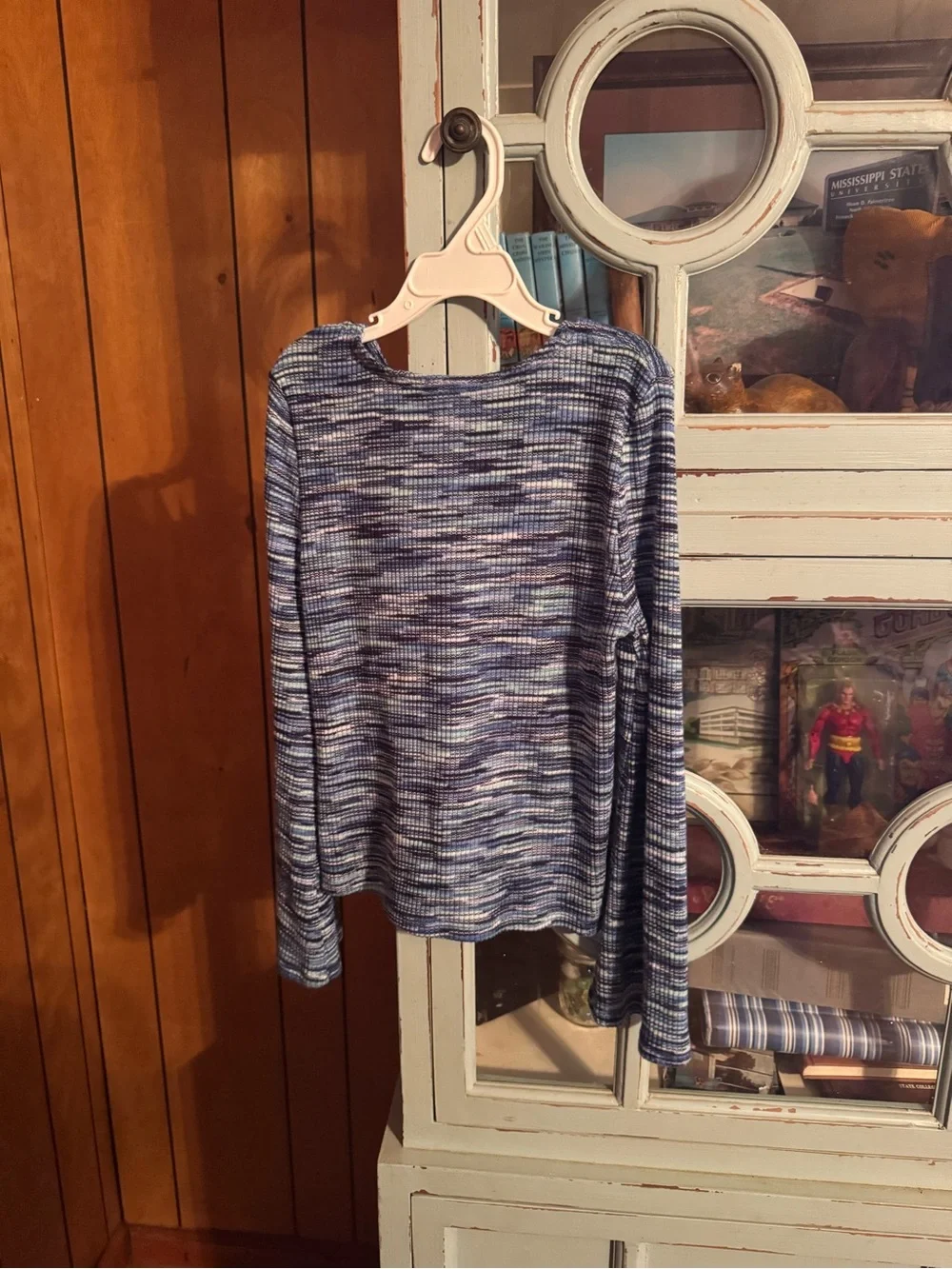 Blue Multi-Stripe Long Sleeve Twist-Front Top Justice Size Small 7 8 C6